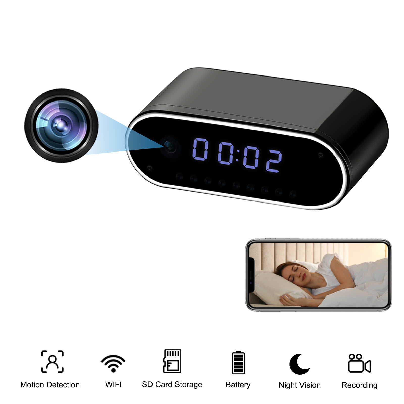 Hidden Camera Clock - Wireless Digital Clock Camera, 4K HD