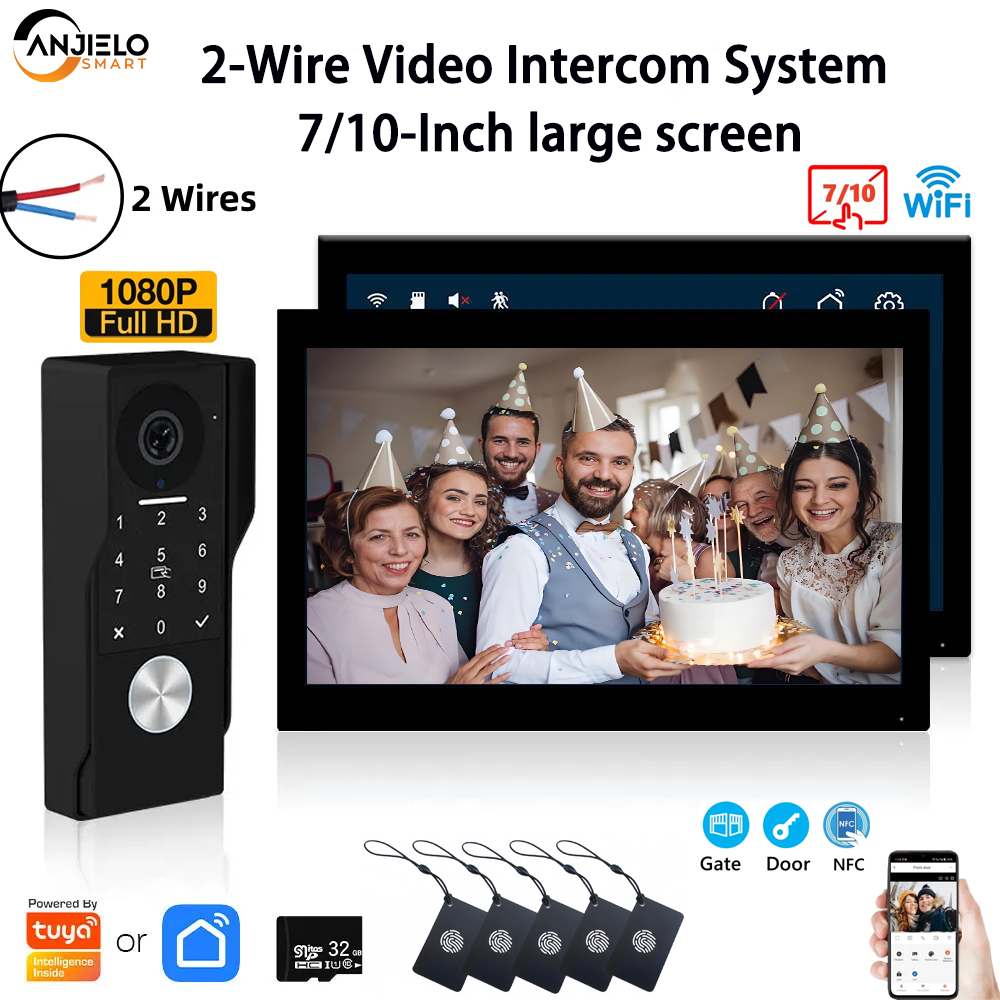 Home Security Cameras Uk - ANJIELO SMART Doorbell Video Intercom Camera
