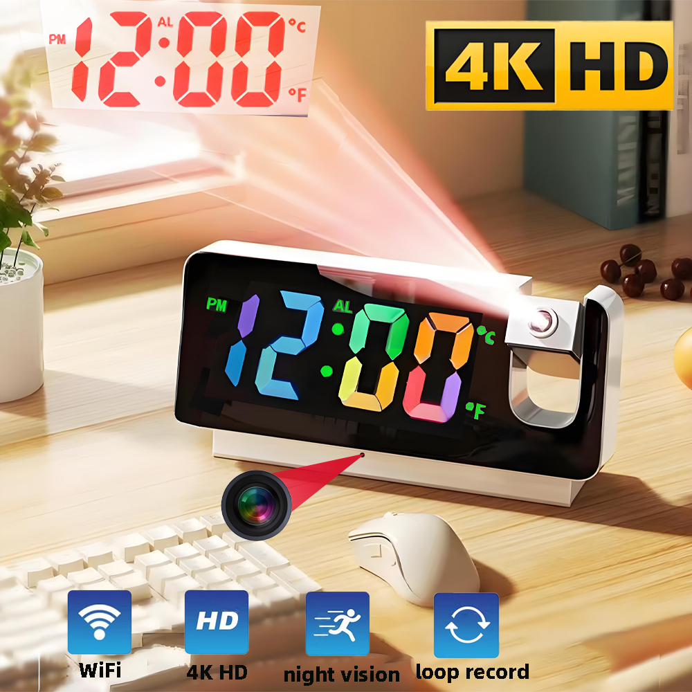 Hidden Camera Clock - HD4K mini clock camera, supports remote