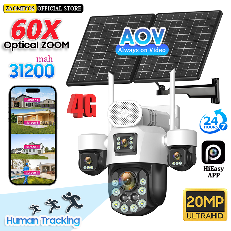 Alarm Siren Outdoor - 4 Lens Outdoor 360° Surveillance Solar