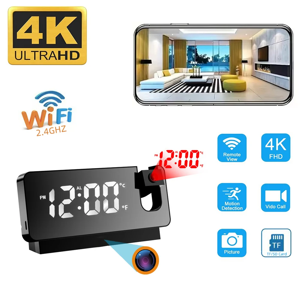 Hidden Camera Clock - FHD 1080P Mini Miniature Projection Clock
