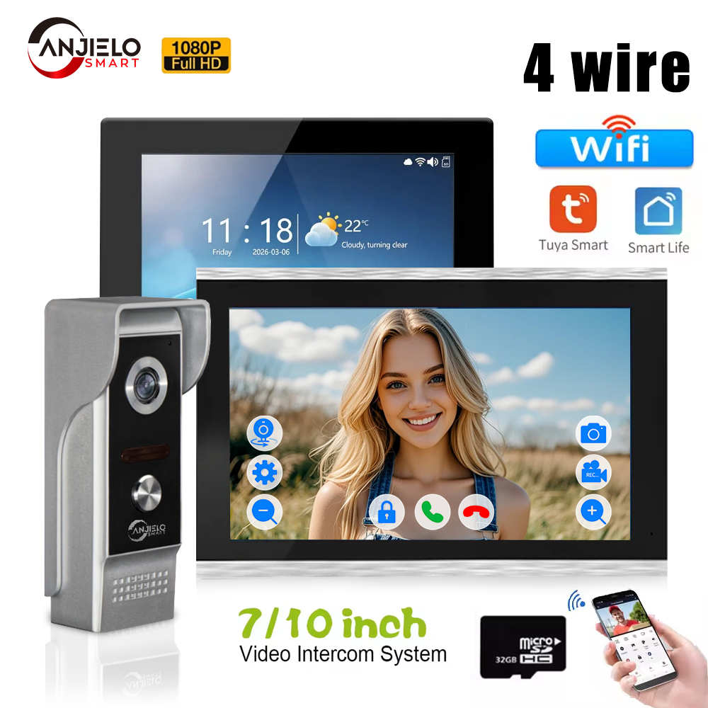 Home Security Cameras Uk - ANJIELO Smart Tuya WiFi 1080P Video
