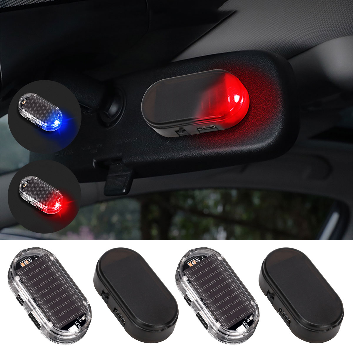 Solar Security Light - 2PCS Solar Powered Car Fake Security