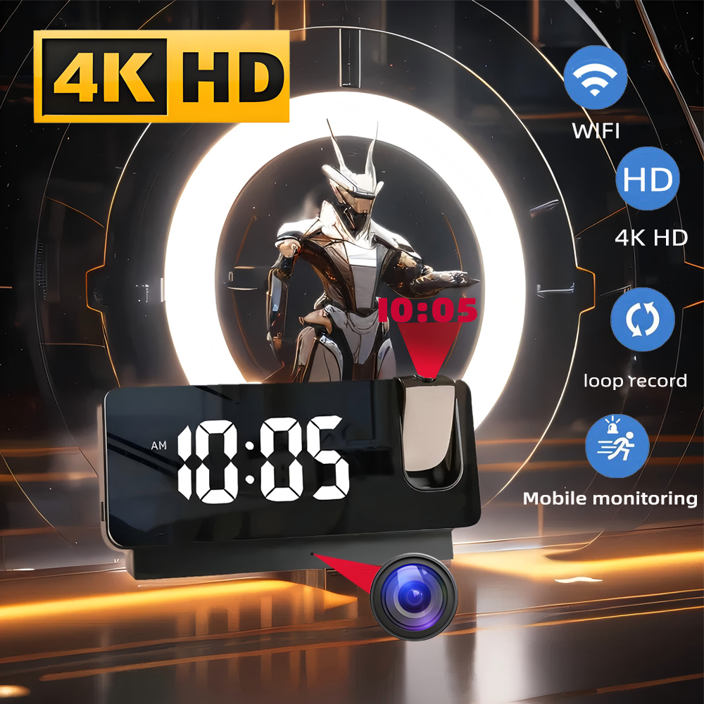 Hidden Camera Clock - HD 4K Mini Projection Clock Camera