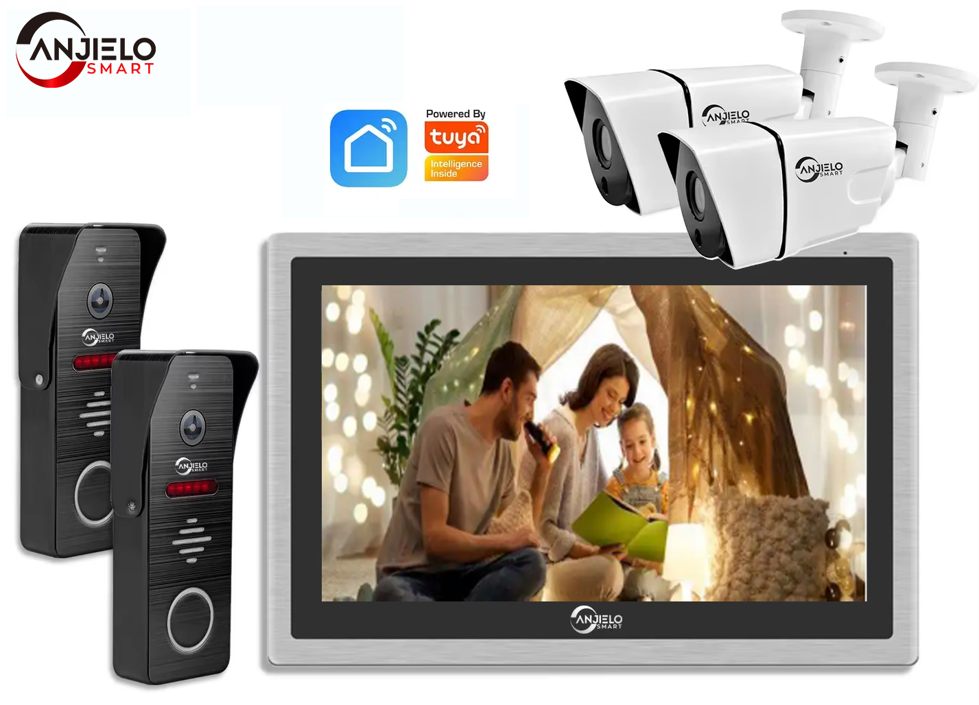 Home Security Cameras Uk - ANJIELO Tuya Smart Video Doorbell Intercom
