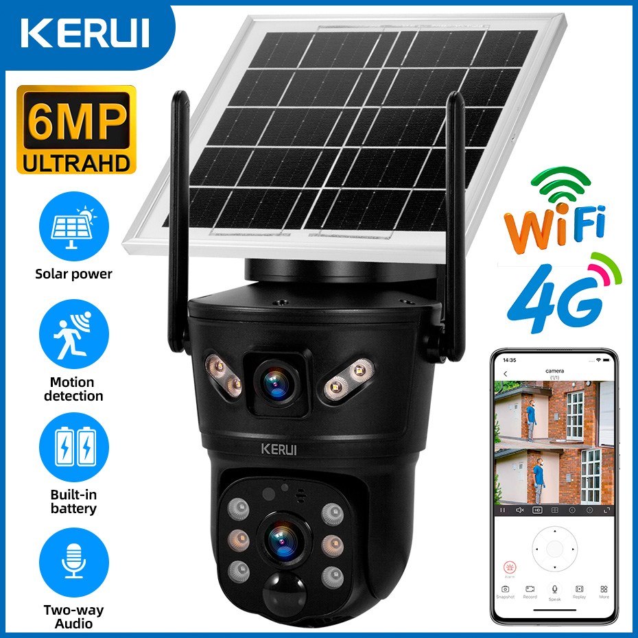 Alarm Siren Outdoor - KERUI Outdoor 6MP Solar Camera 4G