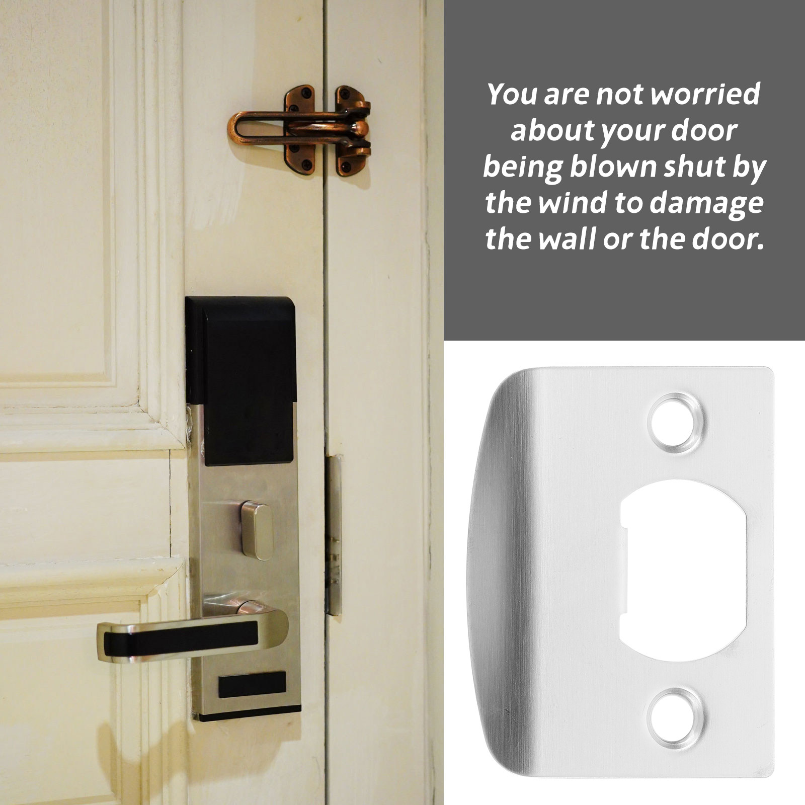 Door Reinforcer Kit - 8Pcs D-Shaped Door Strike Plate Set