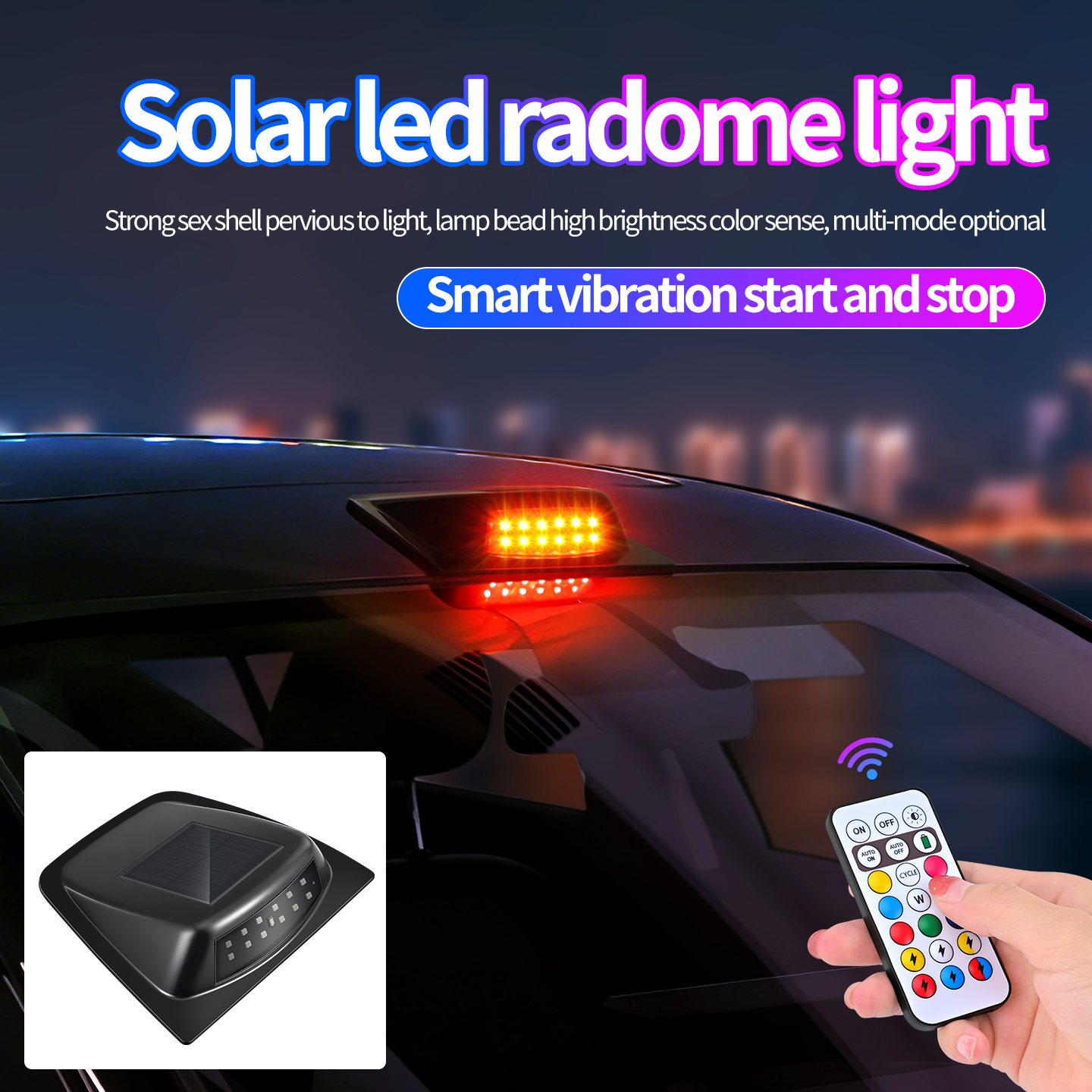 Solar Security Light - Solar Powered LED Car Roof LiDAR