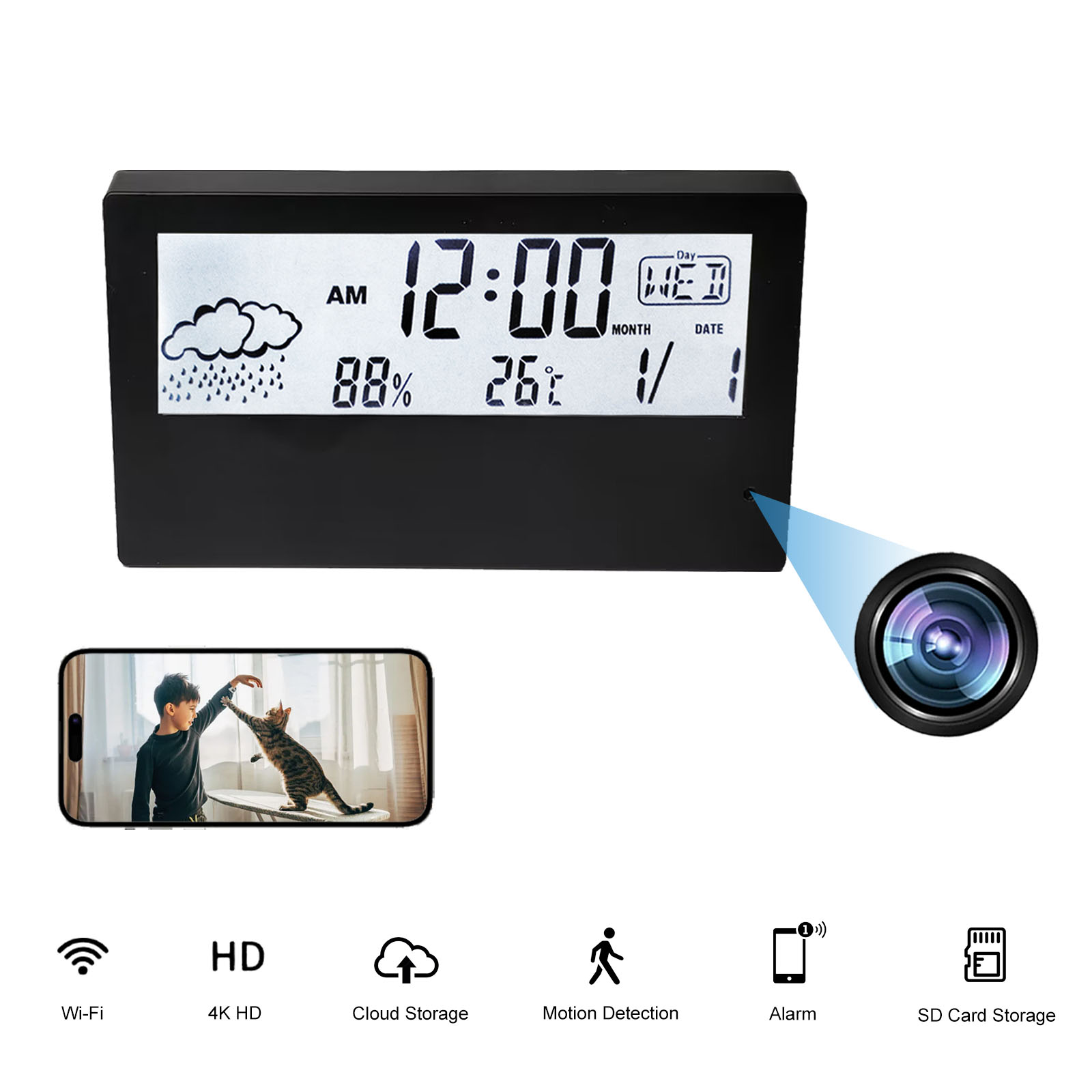 4K HD Wireless Alarm Clock Cam - đánh giá và giá Hidden Camera Clock