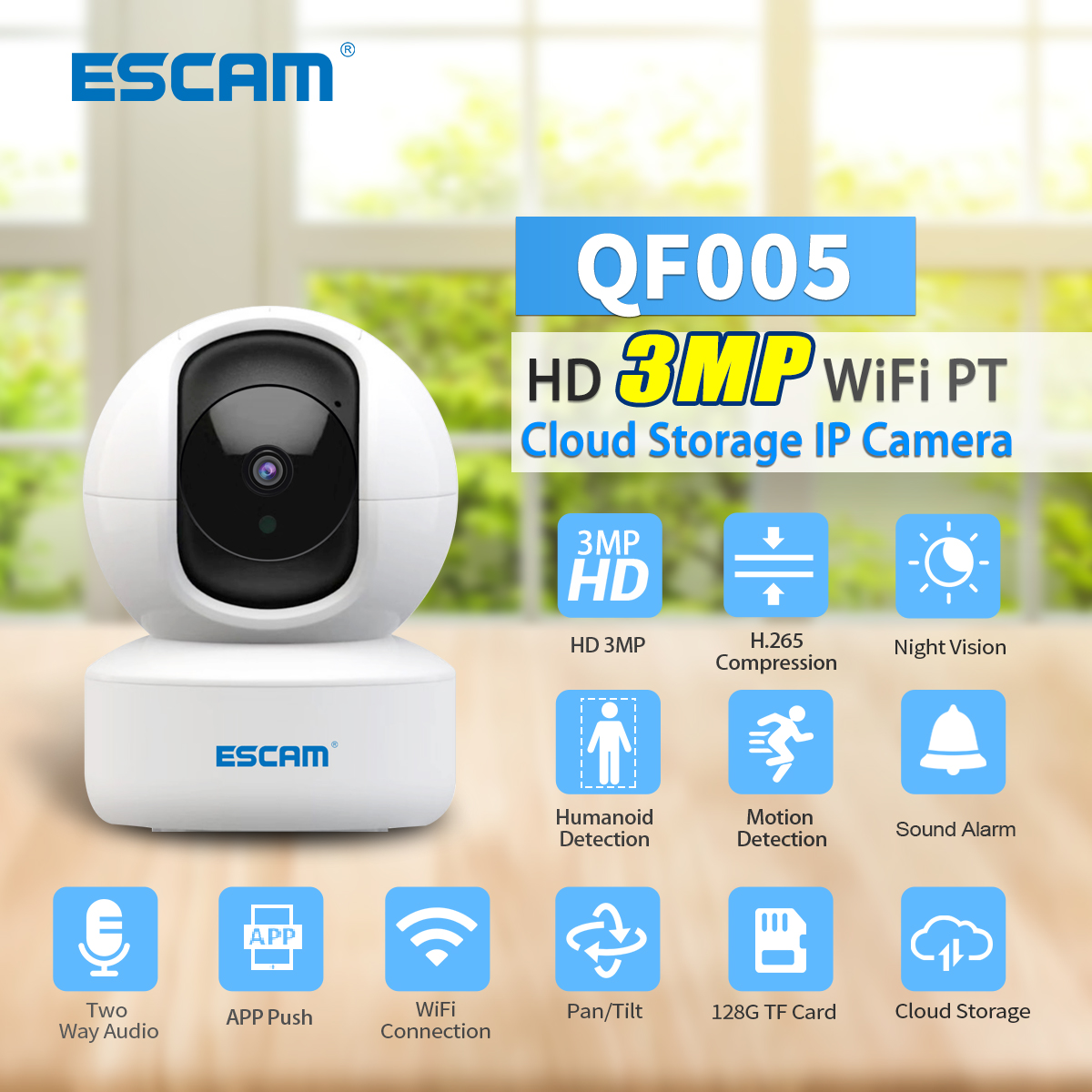 ESCAM QF005 ICSEE  APP 3MP 129 - đánh giá và giá Home Security Land