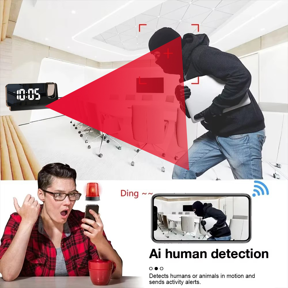 HD 4K Mini Projection Clock Ca - đánh giá và giá Hidden Camera Clock
