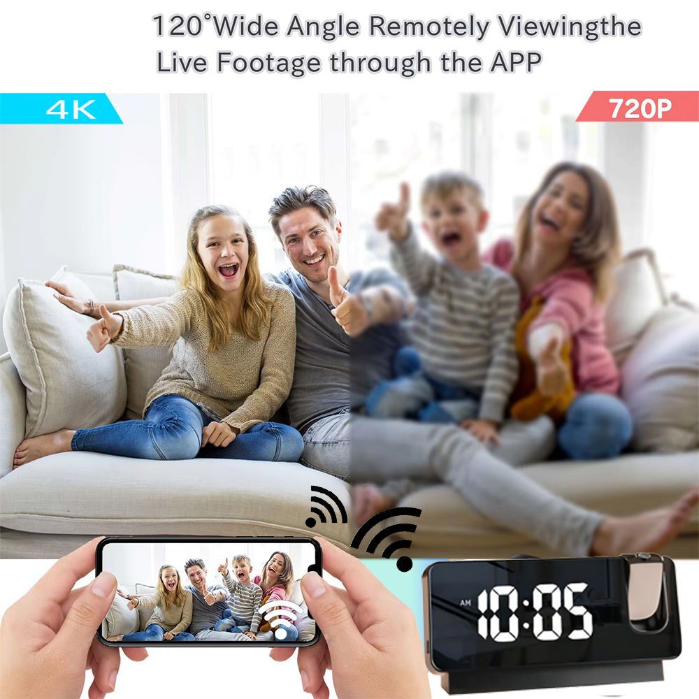 HD 4K Mini Projection Clock Ca - đánh giá và giá Hidden Camera Clock