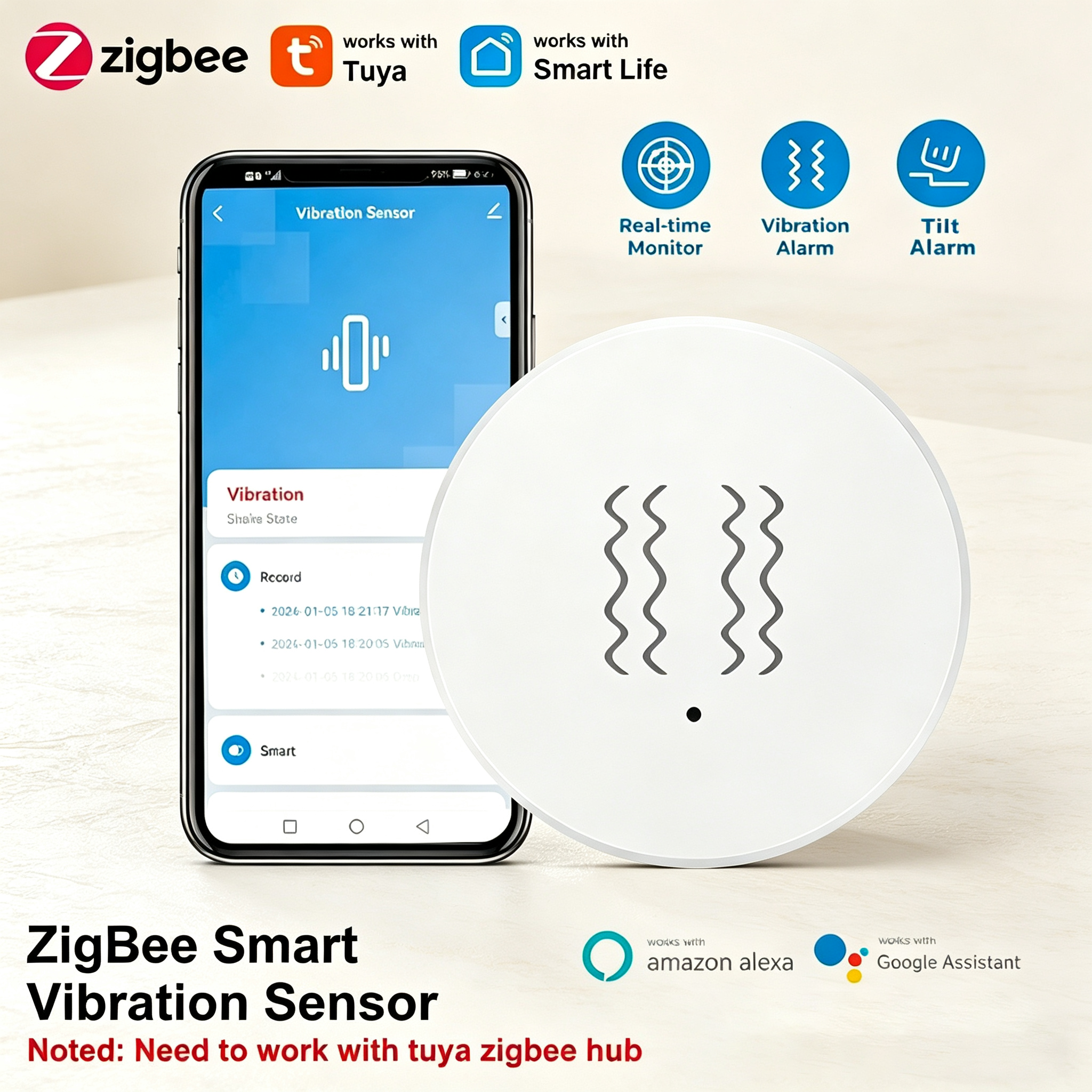 Tuya ZigBee Smart Vibration &  - đánh giá và giá Home Security System