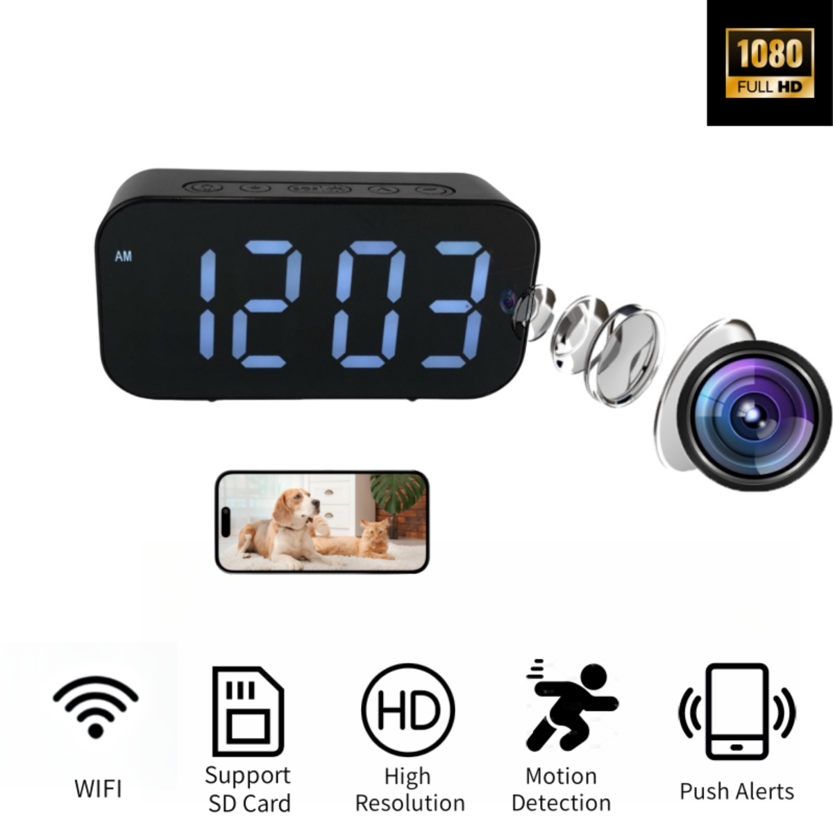 1080P HD WIFI Alarm Clock Came - đánh giá và giá Hidden Camera Clock